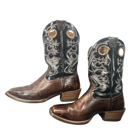 Ariat Heritage Roughstock Brown Leather Square Toe Cowboy 10.5W Western Grunge main image 7